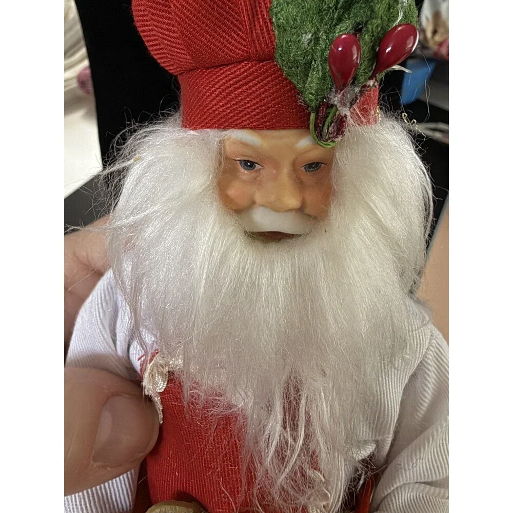 Gingerbread Cookie Baker Chef Santa Claus Figure Christmas 9 in Vintage Ornament